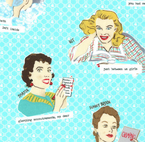 Glamping Glamour Girls in Aqua by Moda Fabrics