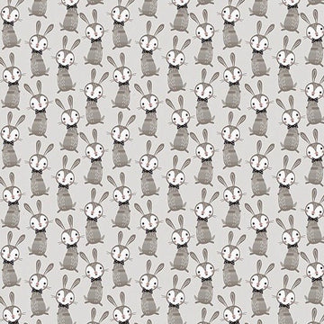 Good Night Forest Bunnies on Light Gray 12756-ltgray-FQ