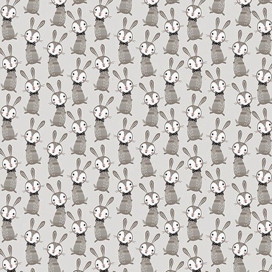 Good Night Forest Bunnies on Light Gray