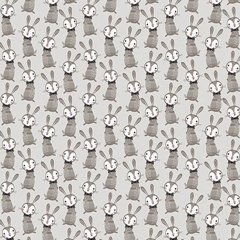 Good Night Forest Bunnies on Light Gray
