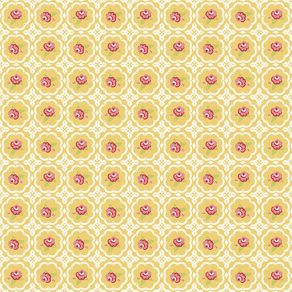 Gorgeous Rose Grid on Mustard by Riley Blake Designs