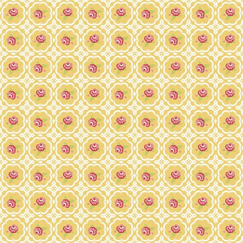 Gorgeous Rose Grid on Mustard by Riley Blake Designs