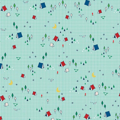 Greatest Adventure Camp in Aqua by Natalie Lymer for Riley Blake Designs