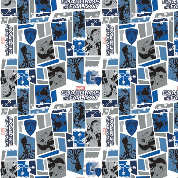Marvel Guardians of The Galaxy Tiles in Blue by Camelot Cottons