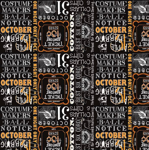 Costume Maker's Ball Ticket Text Black