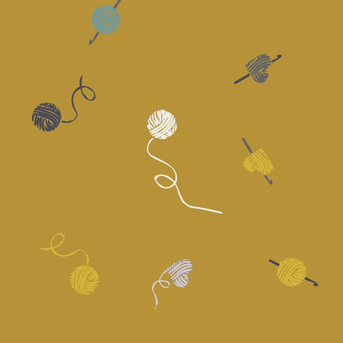 Hooked Spun Yarn in Mustard by Mathew Boudreaux HKD-22659