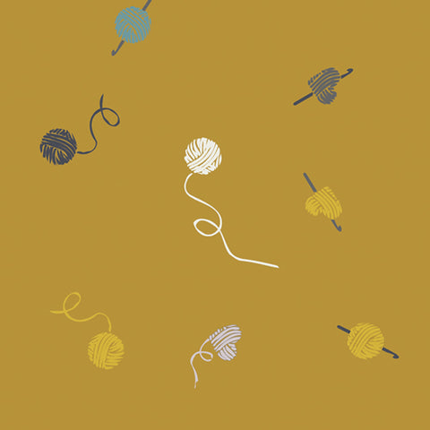 Hooked Spun Yarn in Mustard by Mathew Boudreaux HKD-22659