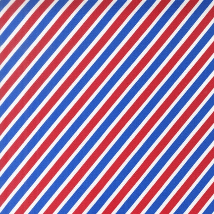 Handle with Care Postal Stripe in Bright by Robert Kaufman Fabrics