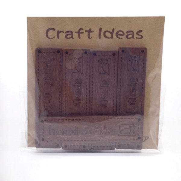 Handmade Label on Natural Wood with Sewing Machine
