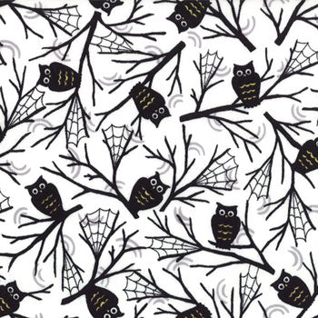 Happy Howloween Hooters on White by Moda Fabrics