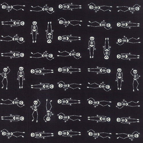 Haunted Gala Bones on Black by The Comstocks for Moda Fabrics 8x44