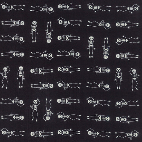 Haunted Gala Bones on Black by The Comstocks for Moda Fabrics 8x44