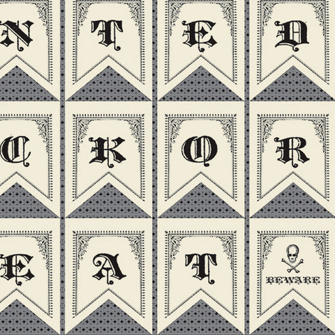 Haunted Gala Haunted 24 inch Panel Bunting in Black by The Comstocks for Moda Fabrics