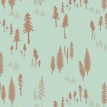 Hello Bear Timberland Dew by Bonnie Christine, green quilting cotton with woodland motif