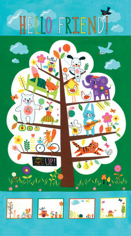 Hello Friend Treehouse 24.5" Panel in Multi by Abi Hall for Moda Fabrics