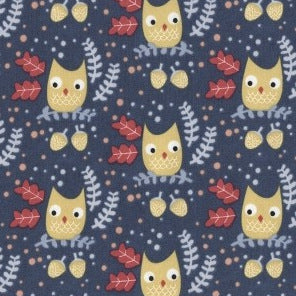 Hilltop Owls on Navy by Dear Stella