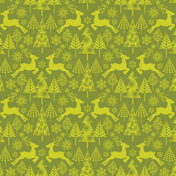 Hip Holiday Reindeer Stroll in Green by Blend Fabrics