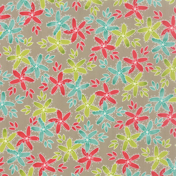 Hometown Girl Stitched Garden on Grey by Pat Sloan for Moda Fabrics