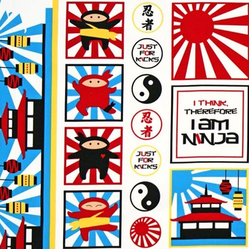 I am Ninja 24" Panel in Primary by Robert Kaufman