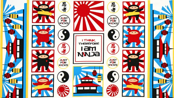 I am Ninja 24" Panel in Primary by Robert Kaufman