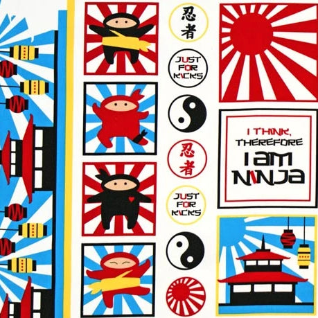 I am Ninja 24" Panel in Primary by Robert Kaufman