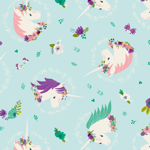 Unicorns & Flowers Aqua