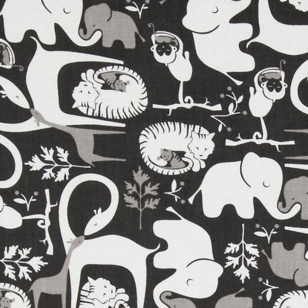 Imaginarium Jungle Animals in Gray and White by Camelot Cottons