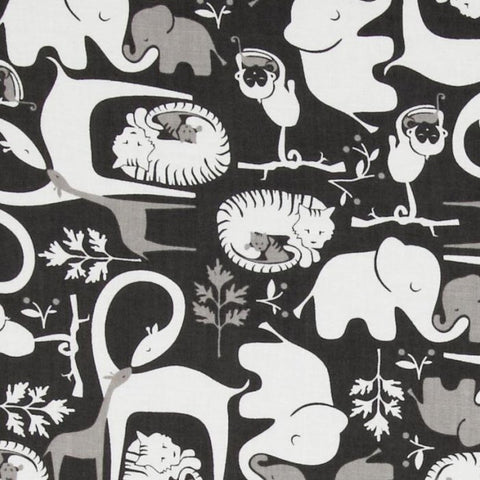 Imaginarium Jungle Animals in Gray and White by Camelot Cottons