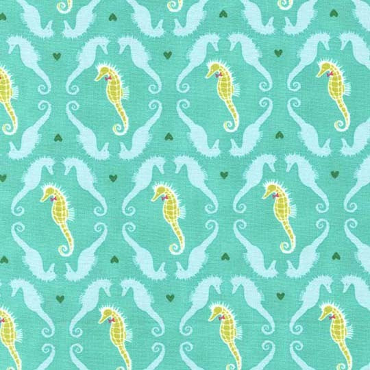 Into the Deep Dapper Seahorses in Aqua by Patty Sloniger for Michael Miller Fabrics