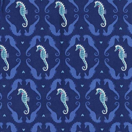Into the Deep Dapper Seahorses in Navy by Patty Sloniger for Michael Miller Fabrics
