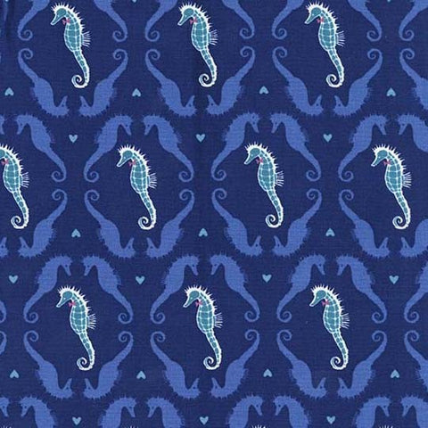 Into the Deep Dapper Seahorses in Navy by Patty Sloniger for Michael Miller Fabrics