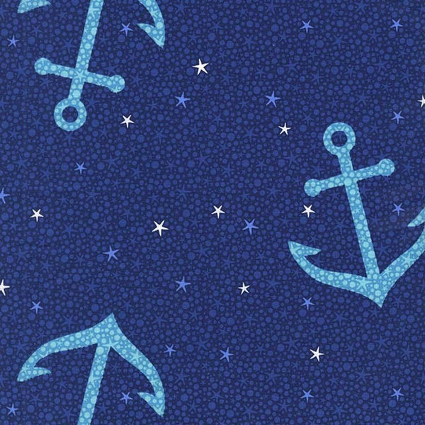 Into the Deep Starfish Anchors in Midnight by Patty Sloniger for Michael Miller Fabrics