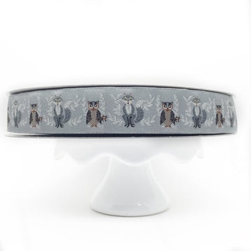 Jacquard Ribbon Brown and Grey Fox and Owl by Bonnie Christine