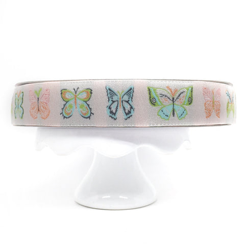 Jacquard Ribbon Pale Pink Butterflies by Bonnie Christine