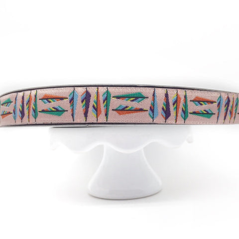 Jacquard Ribbon Pink Arrow Feathers by Anna Maria Horner