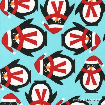 Jingle Penguins in Winter by Robert Kaufman Fabrics
