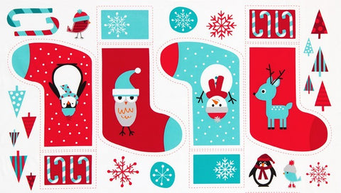 Jungle 4 Christmas Stocking 23" Panel by Ann Kelle for Robert Kaufman Fabrics