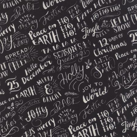 Juniper Berry Christmas Good Cheer on Black by Basic Gray for Moda Fabrics