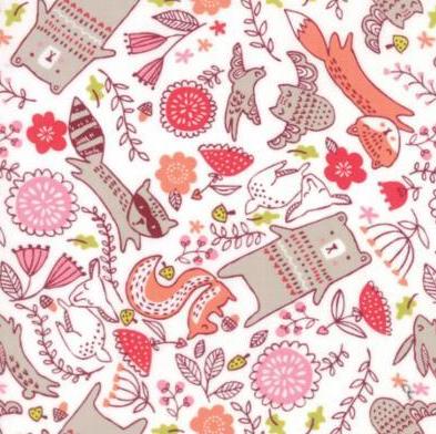 Just Another Walk in the Woods Childrens Forest Furries on Cream by Stacy Iest Hsu for Moda Fabrics