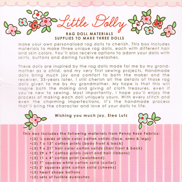 Little Dolly Rag Doll Materials and Book Kit