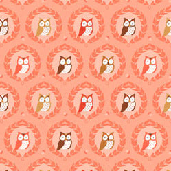 Les Amis Sweet Owlies in Peach by Michael Miller Fabrics