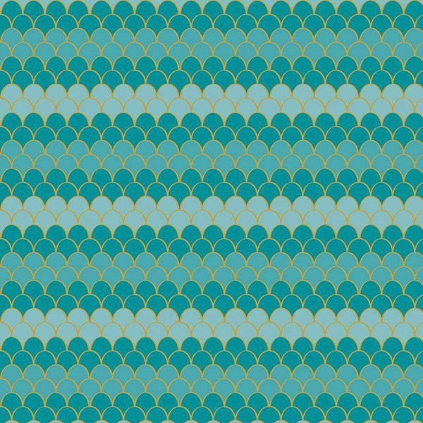 Let's Be Mermaids Scallops Teal Sparkle