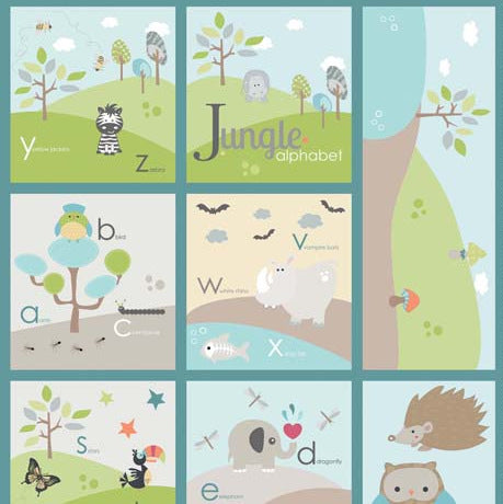 Life in the Jungle Panel on Blue by Riley Blake Fabrics