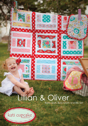 Lillian & Oliver Baby Quilt, Burp Cloth and Bib Set by Kati Cupcake