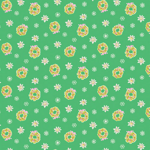 Little Joys Wreath on Green by Penny Rose Fabrics