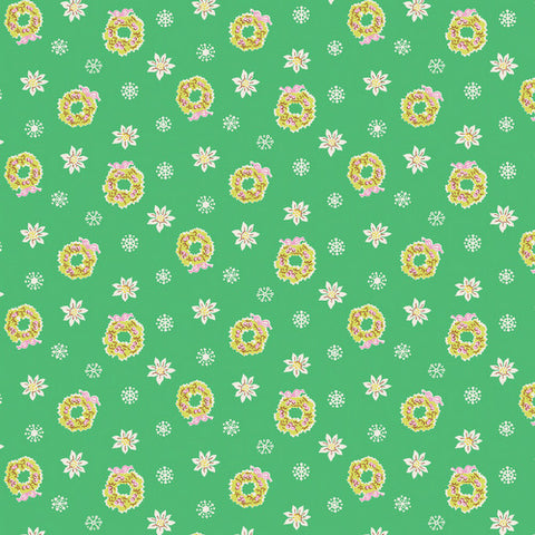 Little Joys Wreath on Green by Penny Rose Fabrics