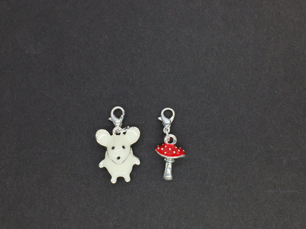 Lobster Claw Mouse and Mushroom Charms