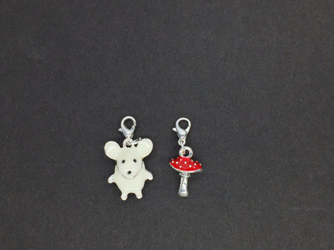 Lobster Claw Mouse and Mushroom Charms