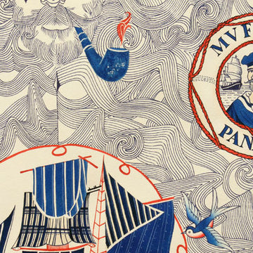 Lost at Sea in Tea by Alexander Henry Fabrics