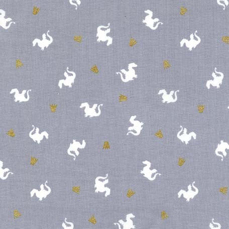 Magic Baby Dragon in Gray with Cotton Metallic by Sarah Jane for Michael Miller Fabrics